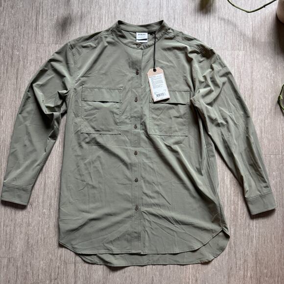 prAna Railay Tunic Button Up Shirt Top NWT M Sage Green Outdoor Long Sleeve - Picture 1 of 7